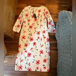NWT Hobbs London Aleena Floral Midi Dress US 10 UK‎ 14 Cream Red (1026)